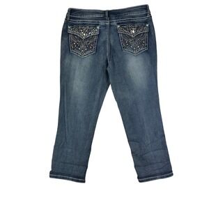 Apt. 9 Capri Jeans Womens 12 Blue Mid Rise Embellished Pocket Denim Pants Y2K